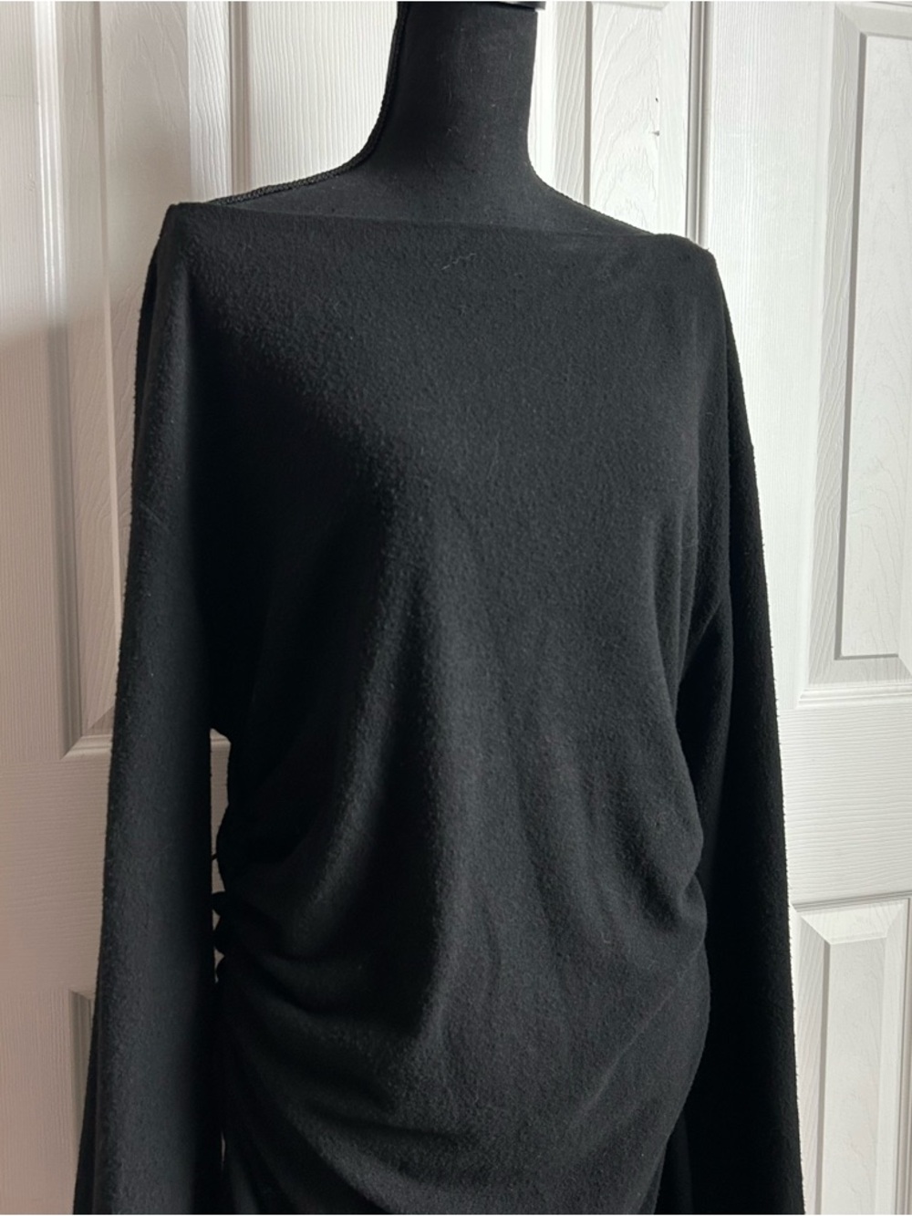 Zara black long sleeve boatneck side cinched mini sweater dress - Picture 3 of 6